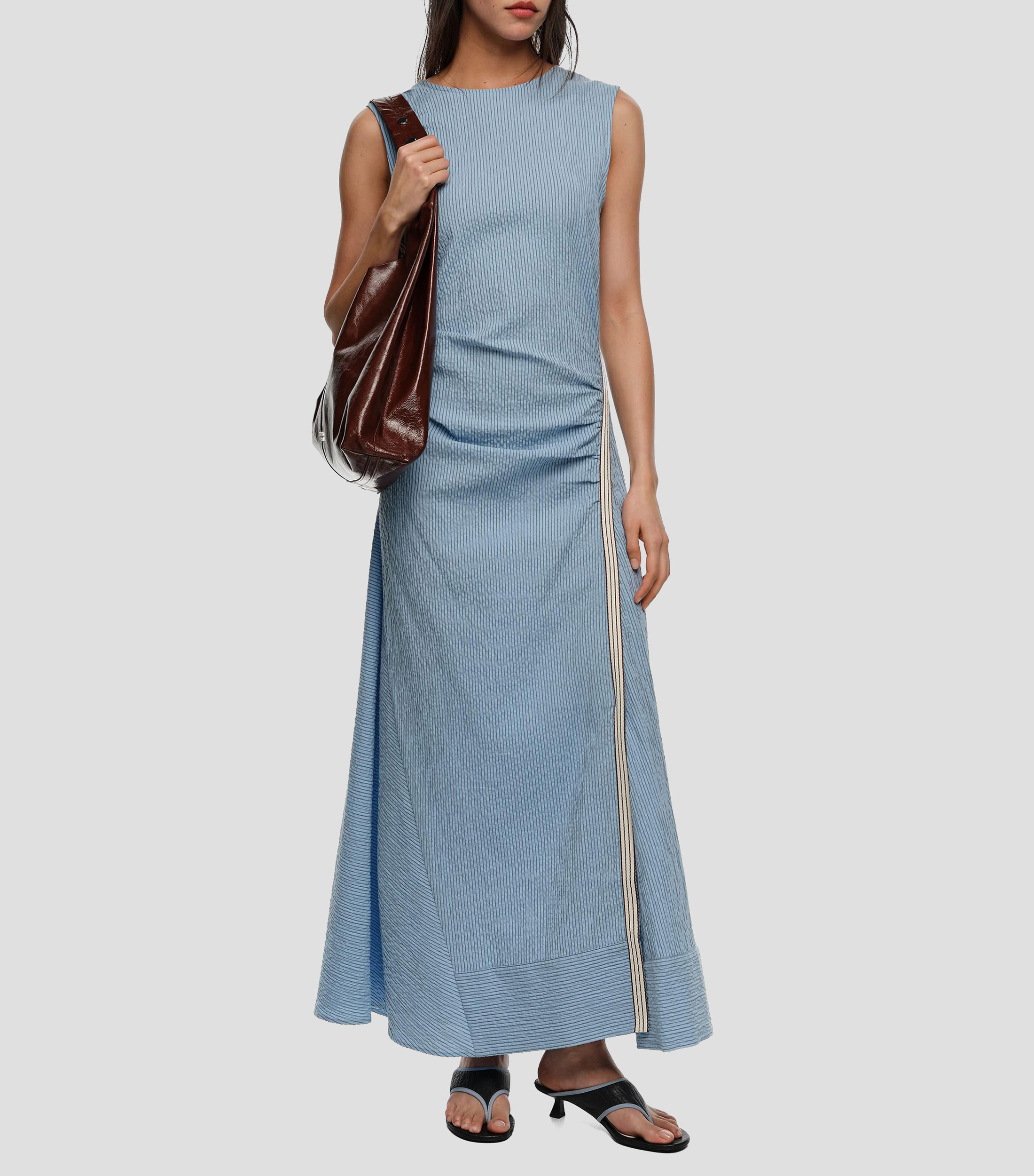 Vestido sisas tira superpuesta rayas azules Mujer